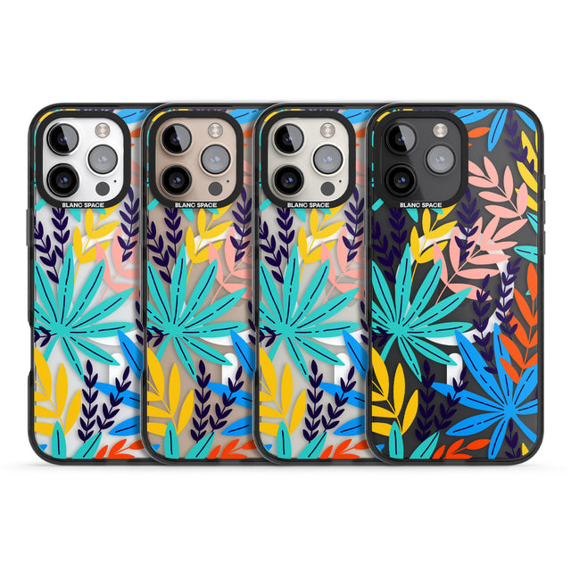 iPhone 16 Pro Max Tropical Palm Leaves Black Impact Phone Case