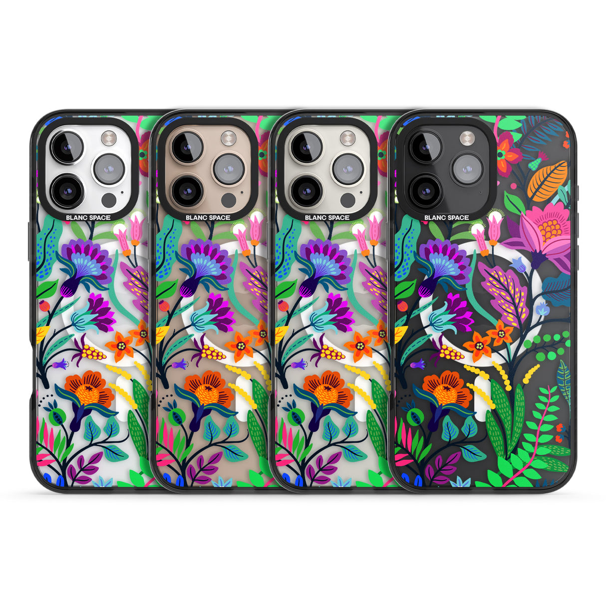 iPhone 16 Pro Max Floral Vibe Black Impact Phone Case