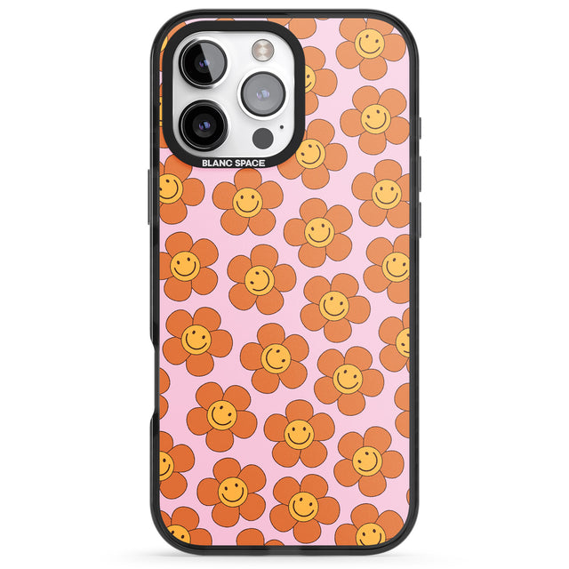 iPhone 16 Pro Max Floral Smiles Black Impact Phone Case