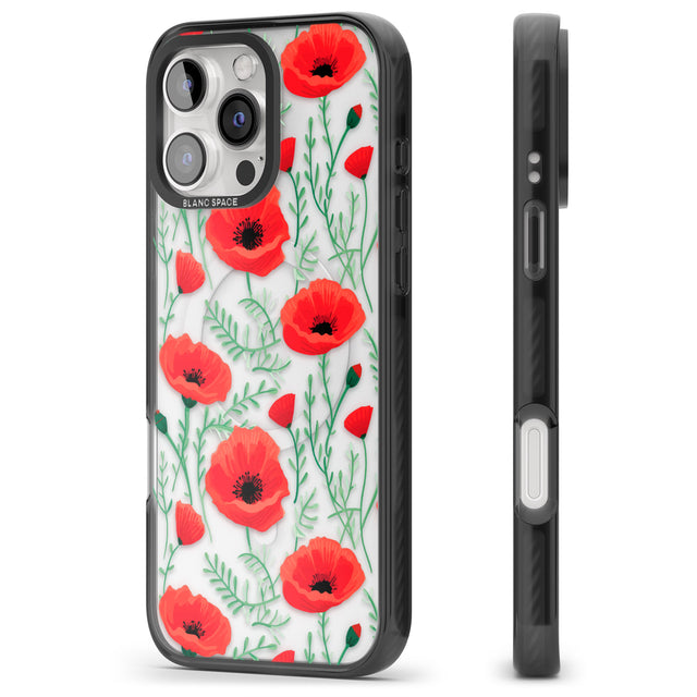 iPhone 16 Pro Max Poppy Garden Black Impact Phone Case