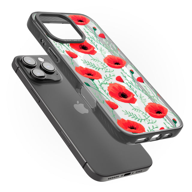 iPhone 16 Pro Max Poppy Garden Black Impact Phone Case