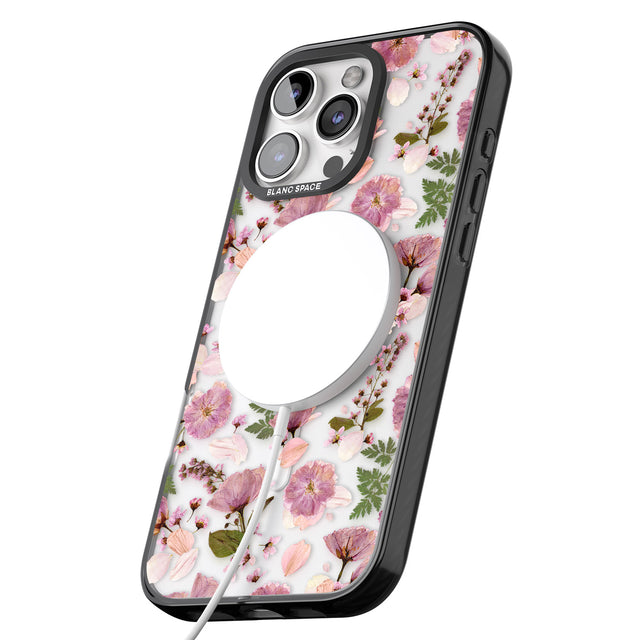 iPhone 16 Pro Max Floral Menagerie Transparent Design Black Impact Phone Case