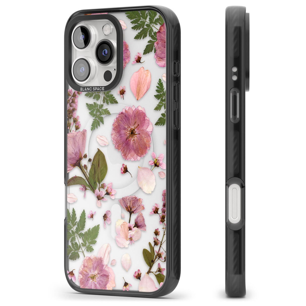 iPhone 16 Pro Max Natural Arrangement of Flowers & Leaves Design Black Impact Phone Case