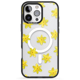 iPhone 16 Pro Max Daffodils Transparent Pattern Black Impact Phone Case