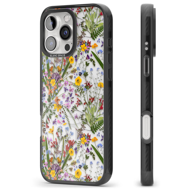 iPhone 16 Pro Max Wildflower & Leaves Black Impact Phone Case