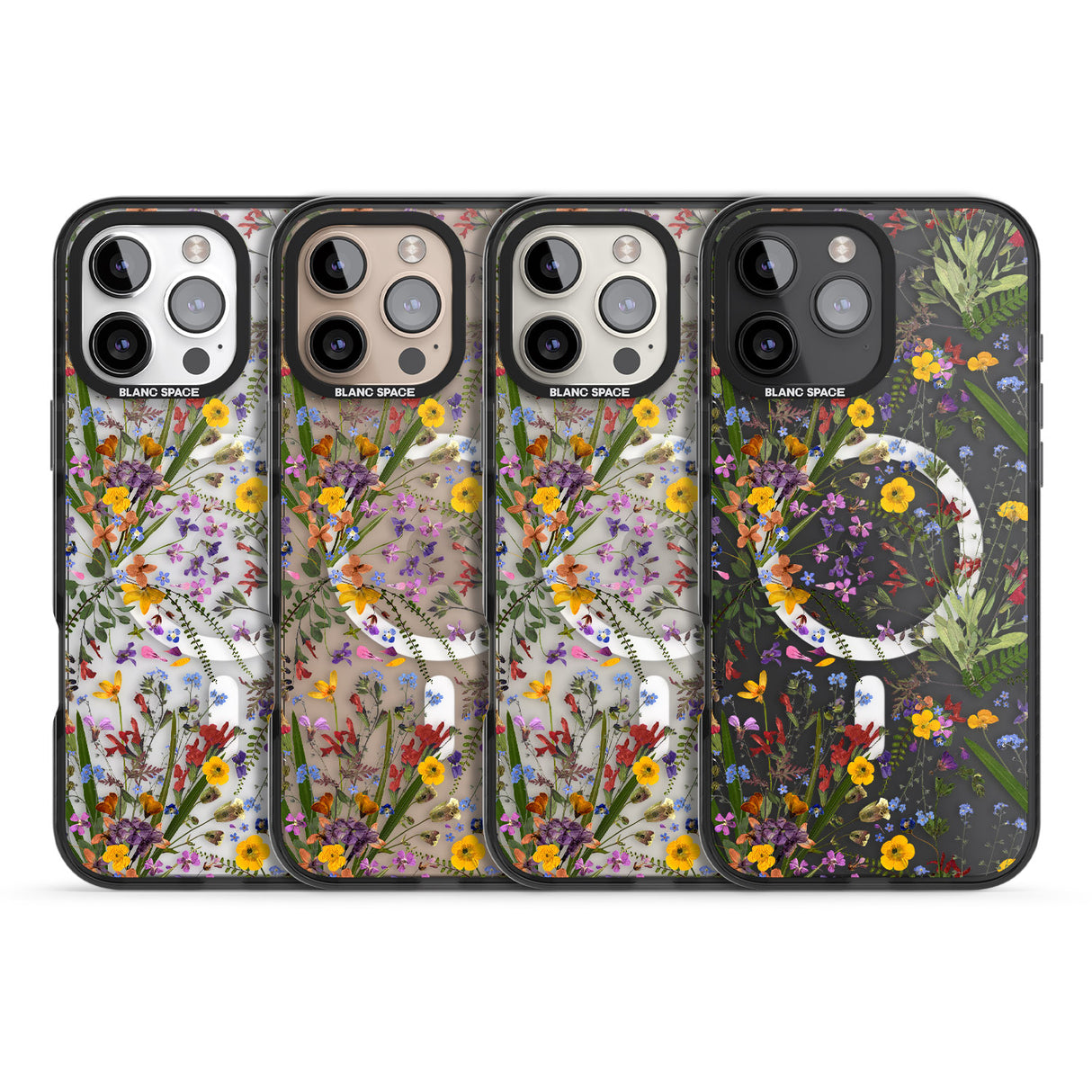 iPhone 16 Pro Max Wildflower & Leaves Black Impact Phone Case