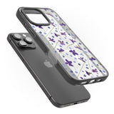 iPhone 16 Pro Max Violet & Blue Floral Pattern Design Black Impact Phone Case