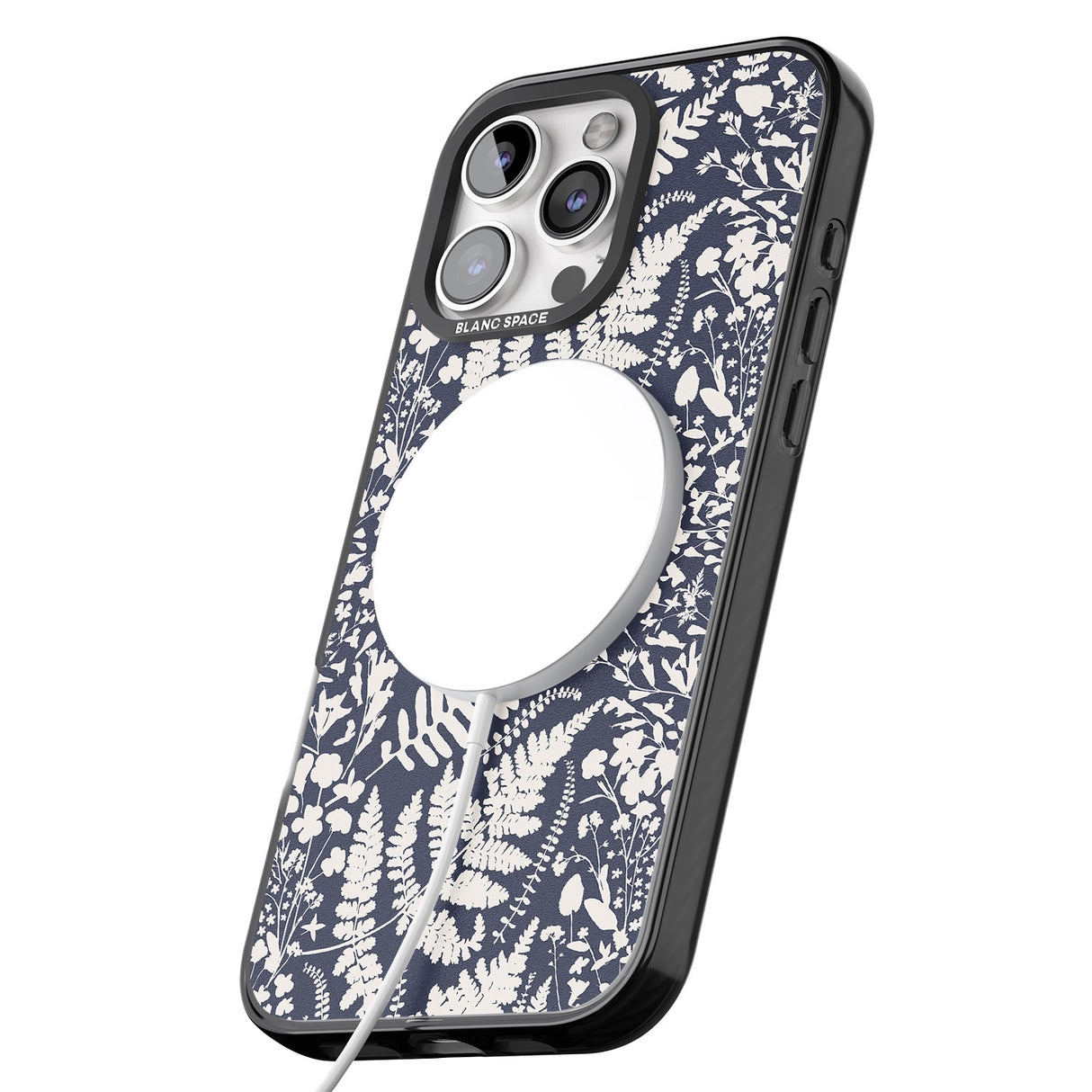 iPhone 16 Pro Max Wildflowers and Ferns on Navy Black Impact Phone Case