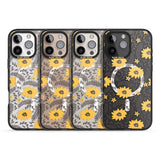 iPhone 16 Pro Max Yellow Blossoms Transparent Floral Black Impact Phone Case