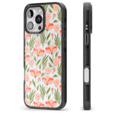 iPhone 16 Pro Max Pink Petals Transparent Floral Black Impact Phone Case