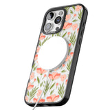 iPhone 16 Pro Max Pink Petals Transparent Floral Black Impact Phone Case