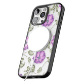 iPhone 16 Pro Max Purple Blossoms Transparent Floral Black Impact Phone Case