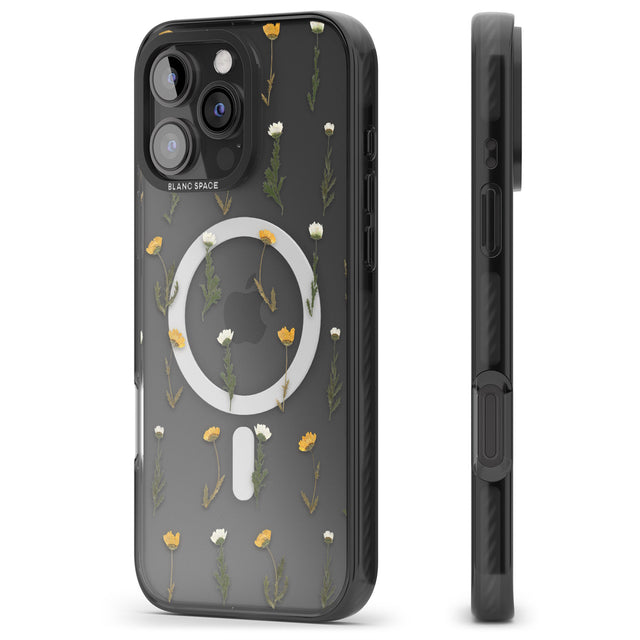 iPhone 16 Pro Max Pressed Flower Black Impact Phone Case