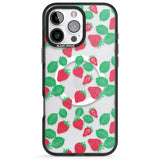 iPhone 16 Pro Max Strawberry Pattern Black Impact Phone Case