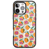 iPhone 16 Pro Max Blood Orange Fruit Pattern Transparent Black Impact Phone Case