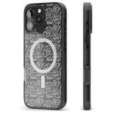 iPhone 16 Pro Max Funky Floral Patterns White on Clear Black Impact Phone Case