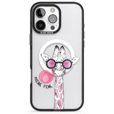 iPhone 16 Pro Max Think Pink Giraffe Black Impact Phone Case