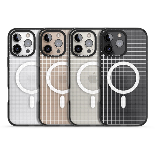 iPhone 16 Pro Max Simplistic Small Grid Designs White (Transparent) Black Impact Phone Case