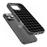 iPhone 16 Pro Max Simplistic Large Grid Pattern Black Black Impact Phone Case