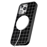 iPhone 16 Pro Max Simplistic Large Grid Pattern Black Black Impact Phone Case