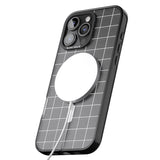 iPhone 16 Pro Max Simplistic Large Grid Pattern White (Transparent) Black Impact Phone Case