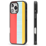 iPhone 16 Pro Max Abstract Grid Red, Blue, Yellow Black Impact Phone Case