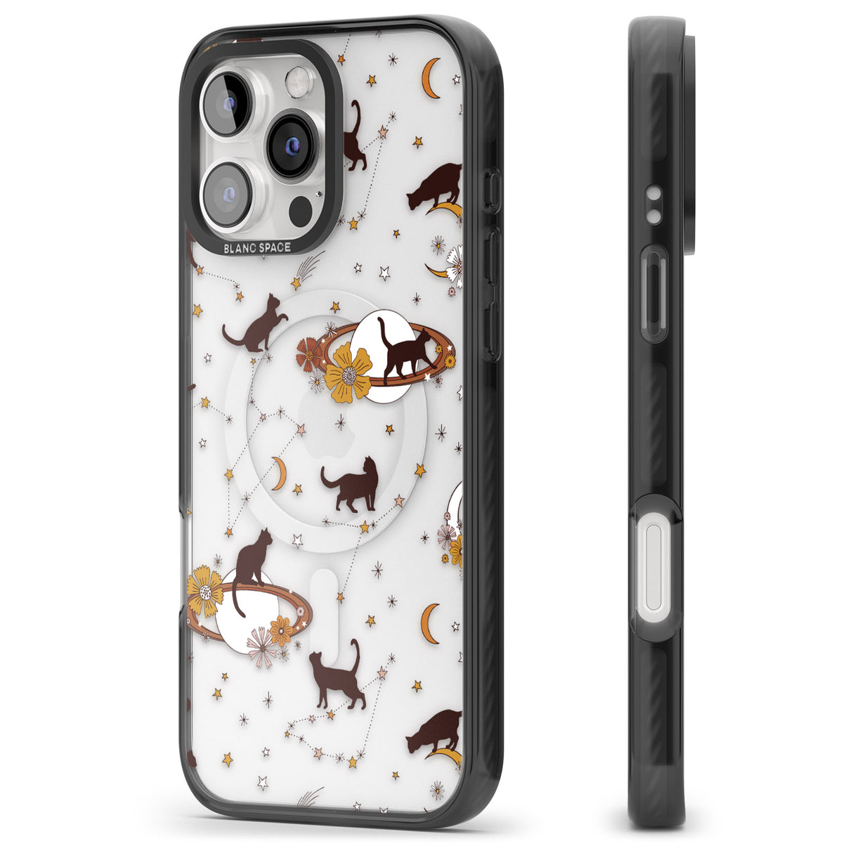 iPhone 16 Pro Max Halloween Cats and Astrology Black Impact Phone Case