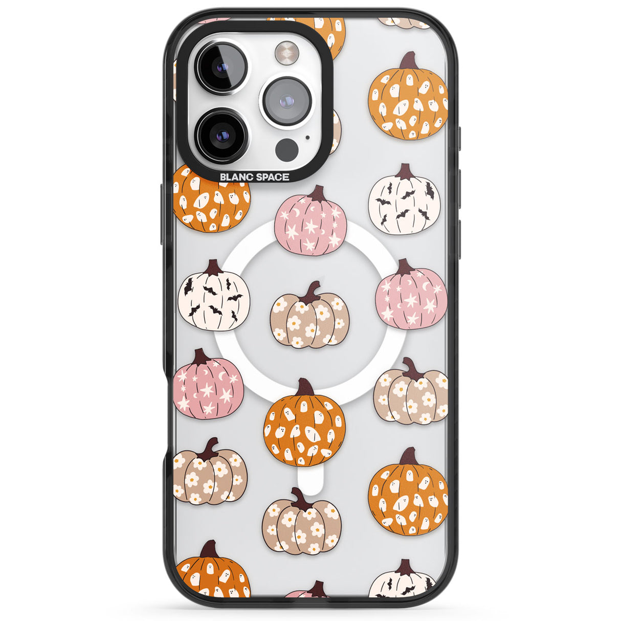 Floral Pumpkins Black Impact Magsafe Phone Case for iPhone 16 Pro, iPhone 16 Pro Max