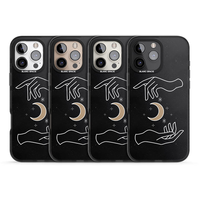 iPhone 16 Pro Max Hands Surrounding Moon Black Impact Phone Case