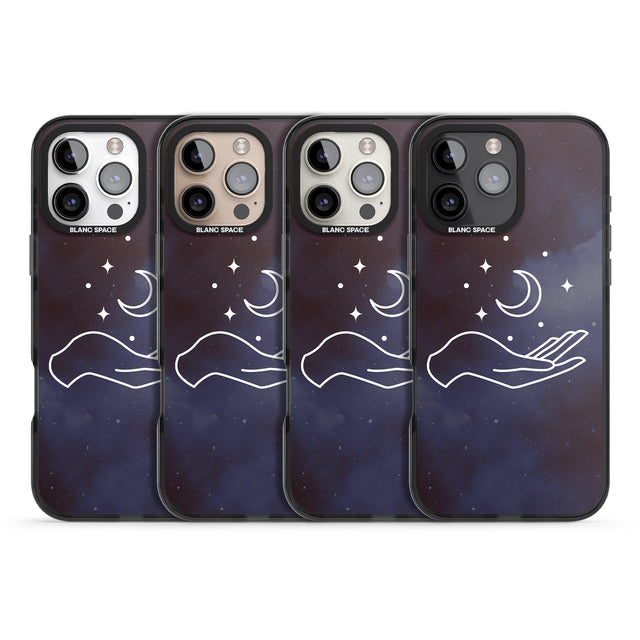 iPhone 16 Pro Max Floating Moon Above Hand Black Impact Phone Case