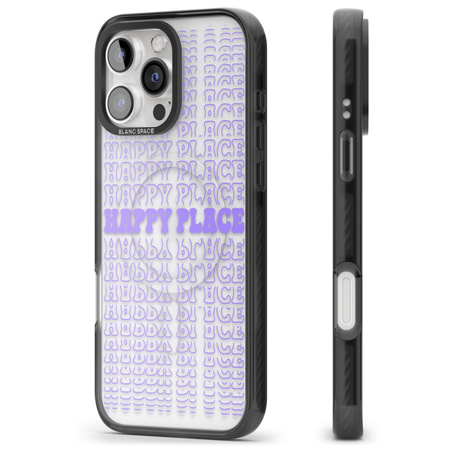 iPhone 16 Pro Max Happy Place (Purple) Black Impact Phone Case + Magsafe