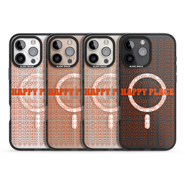 iPhone 16 Pro Max Happy Place (Orange) Black Impact Phone Case + Magsafe