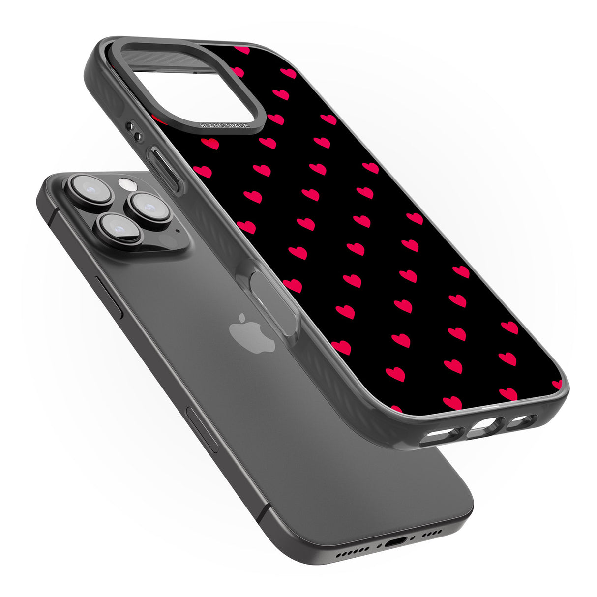 iPhone 16 Pro Max Small Heart Pattern: Red & Black Impact Phone Case