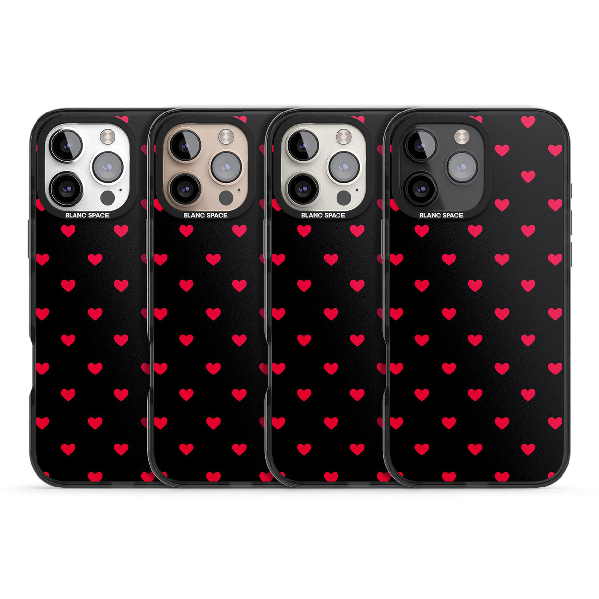 iPhone 16 Pro Max Small Heart Pattern: Red & Black Impact Phone Case