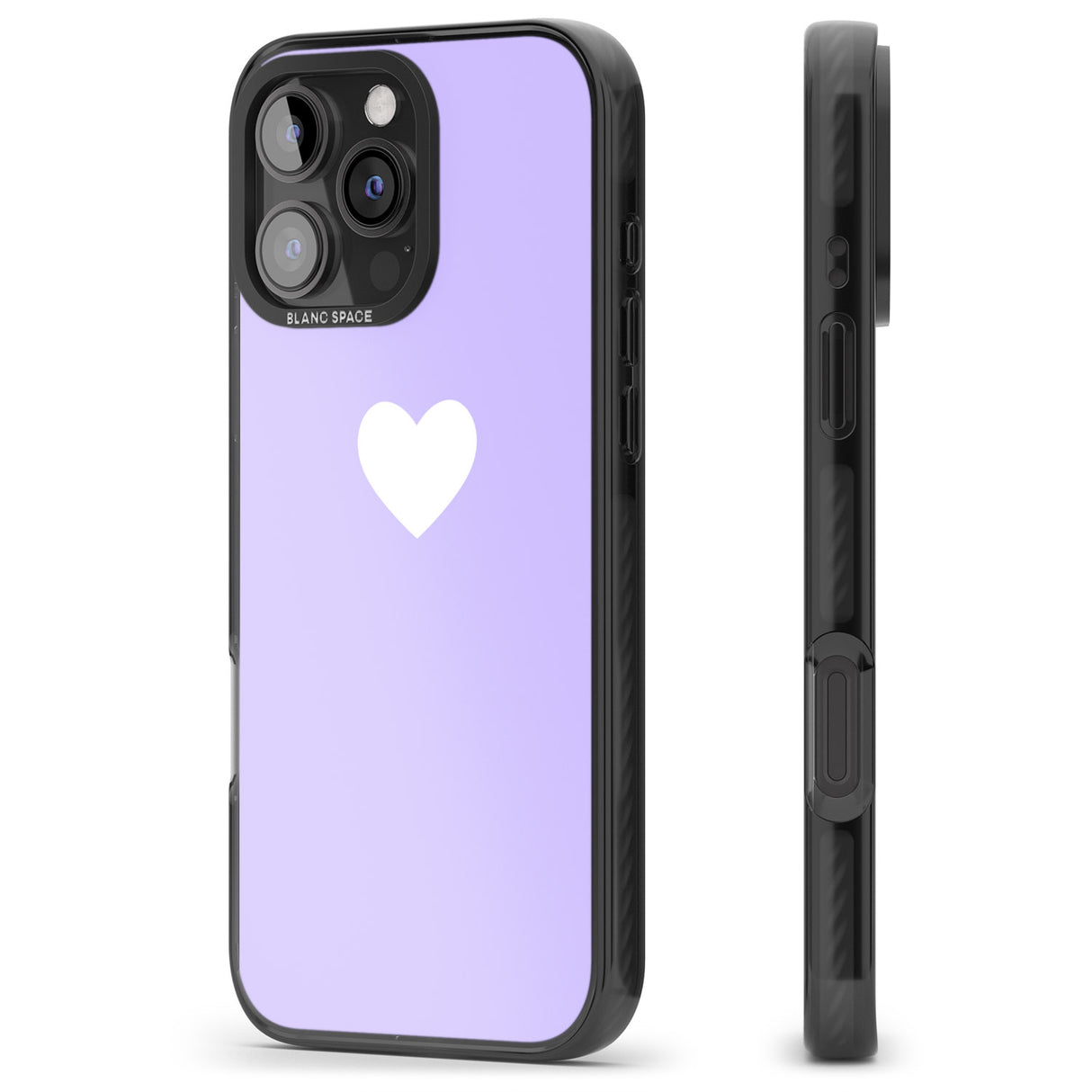 iPhone 16 Pro Max Single Heart White & Pale Purple Black Impact Phone Case