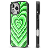 iPhone 16 Pro Max Green Heart Illusion Black Impact Phone Case