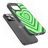 iPhone 16 Pro Max Green Heart Illusion Black Impact Phone Case