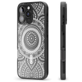 iPhone 16 Pro Max White Henna Flower Wheel Black Impact Phone Case