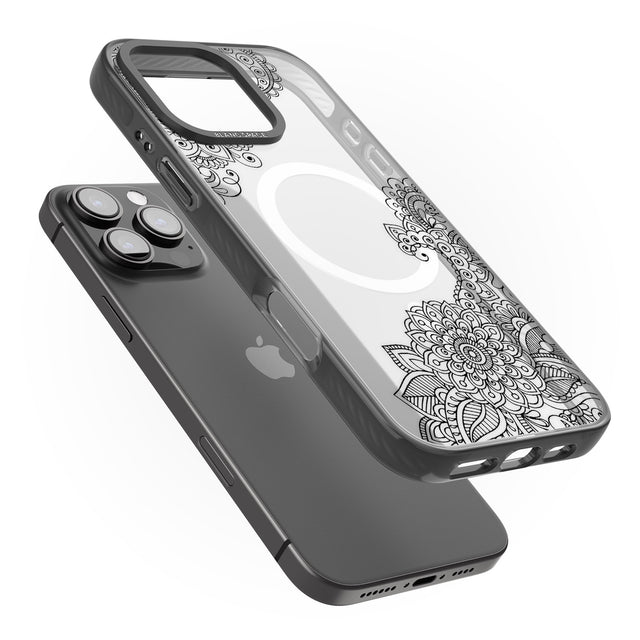 iPhone 16 Pro Max Black Henna Botanicals Black Impact Phone Case