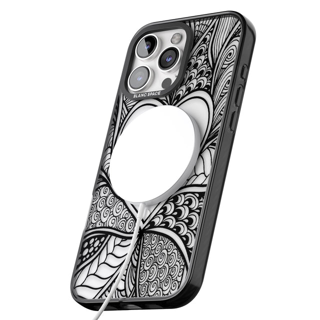 iPhone 16 Pro Max Black Henna Heart Black Impact Phone Case