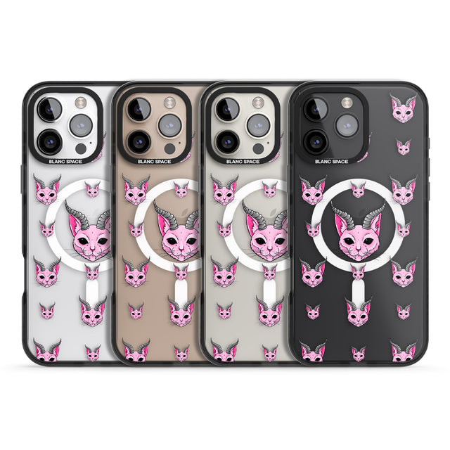 iPhone 16 Pro Max Demon Cat Pattern Black Impact Phone Case