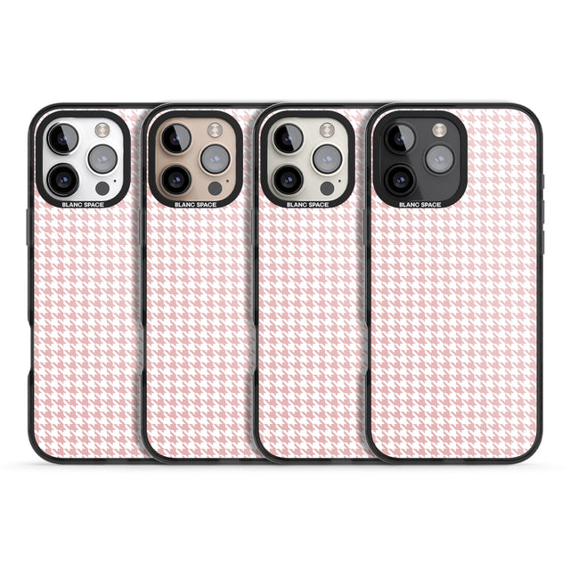 iPhone 16 Pro Max Pink Houndstooth Pattern Black Impact Phone Case