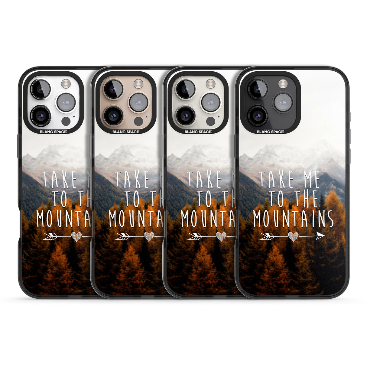 iPhone 16 Pro Max Take Me Mountains Quote Black Impact Phone Case