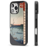 iPhone 16 Pro Max Vintage Japanese Illustrations Lake At Sunset Black Impact Phone Case