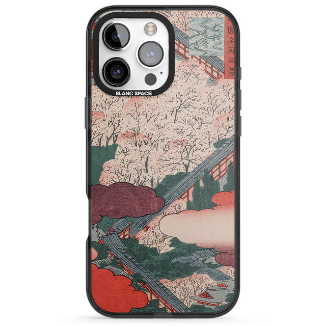 iPhone 16 Pro Max Vintage Japanese Illustrations Japanese City Black Impact Phone Case