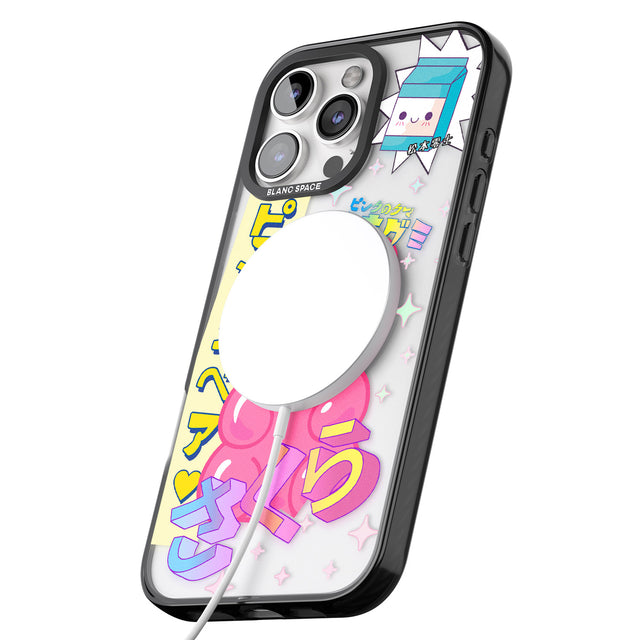 iPhone 16 Pro Max Kawaii Pink Bear Collage Clear Impact Phone Case + Magsafe