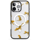 iPhone 16 Pro Max Clear Jaguar Jungle Cat Pattern Black Impact Phone Case