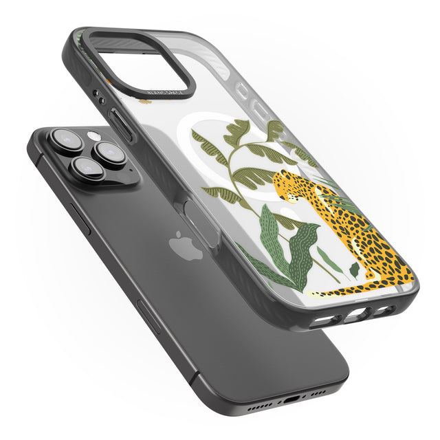 iPhone 16 Pro Max Large Jaguar Clear Jungle Cat Pattern Black Impact Phone Case