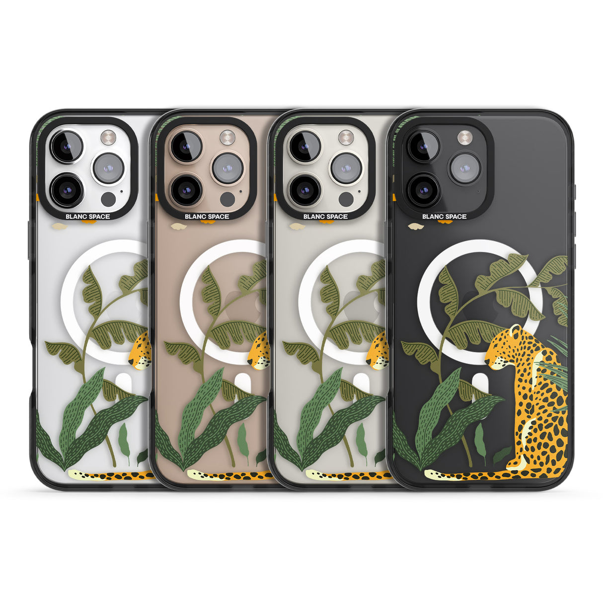 iPhone 16 Pro Max Large Jaguar Clear Jungle Cat Pattern Black Impact Phone Case