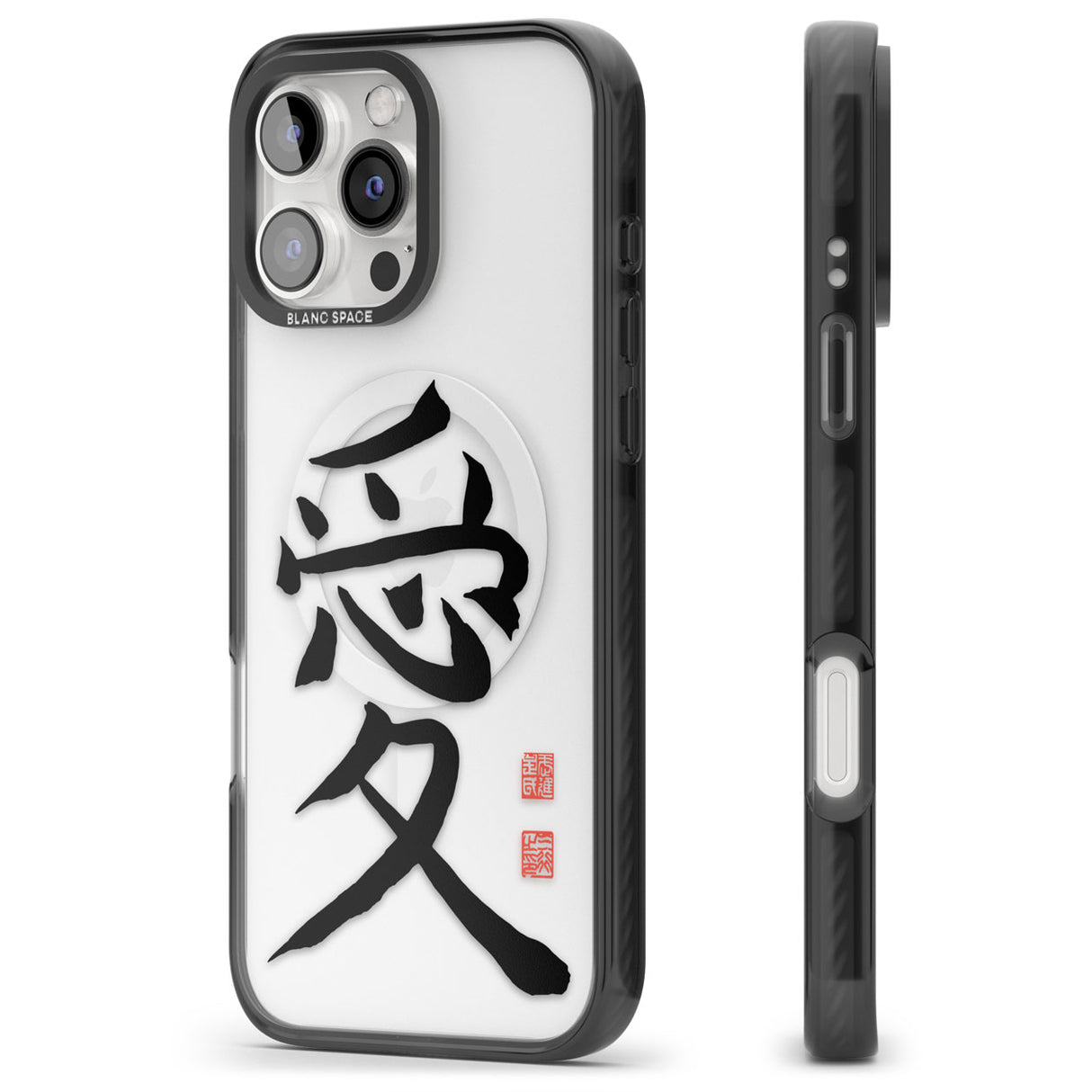 Japanese Kanji - Love Black Impact Magsafe Phone Case for iPhone 16 Pro, iPhone 16 Pro Max